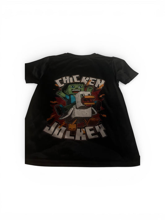 Boys' Chicken Jockey T-Shirt - Size 13-14 - Black - Pre-Loved