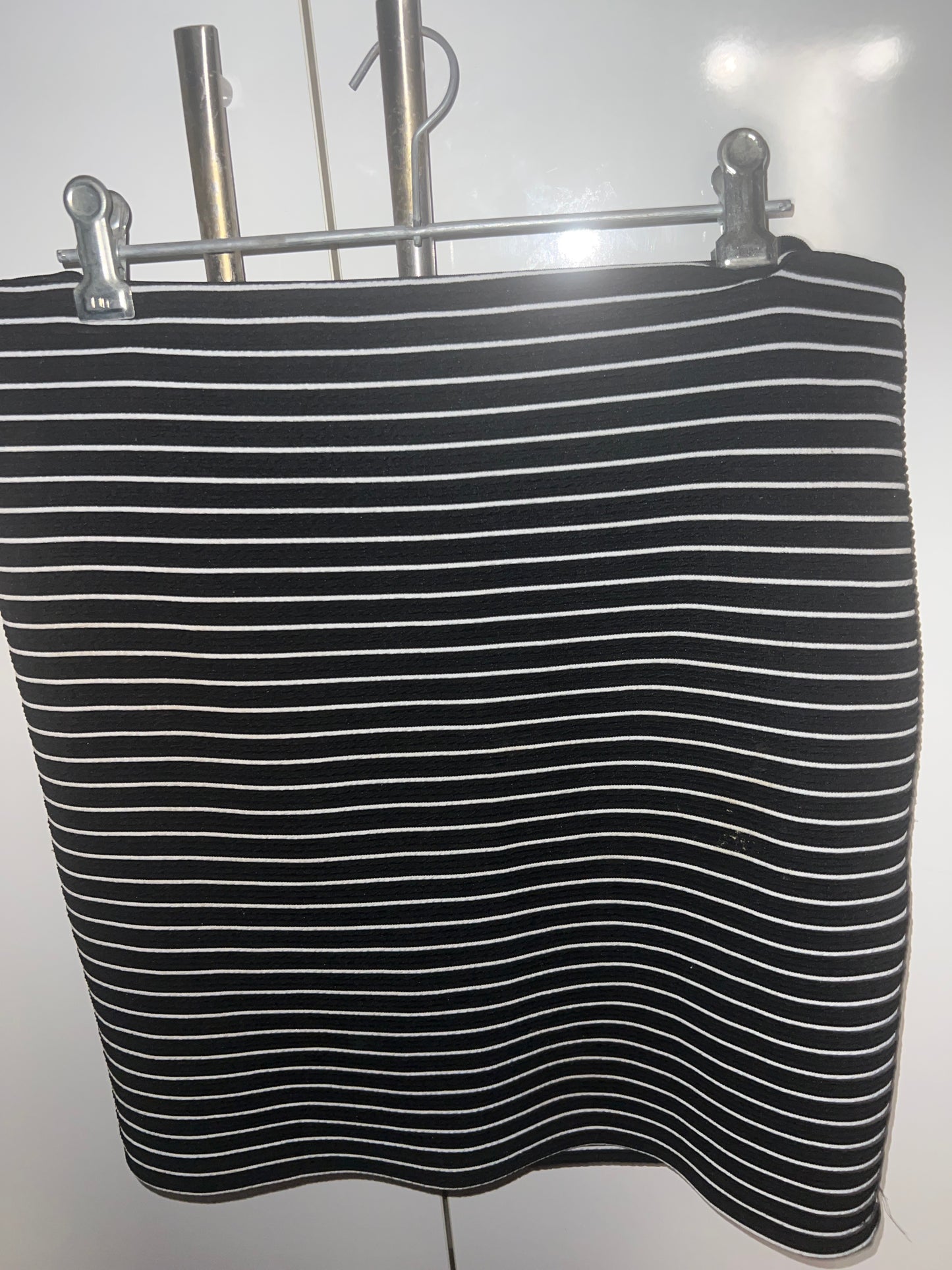 Women's Black Striped Skirt - Size 12 - Pre-Loved