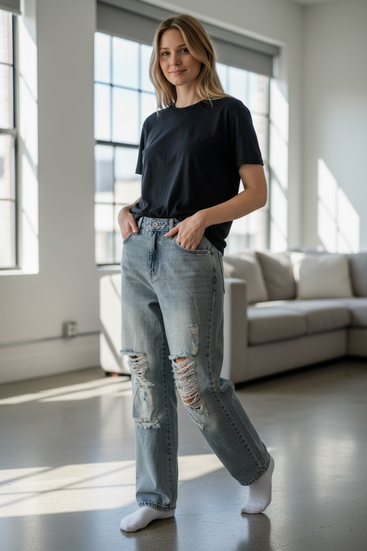 Kids Blue Distressed Jeans - Size 16