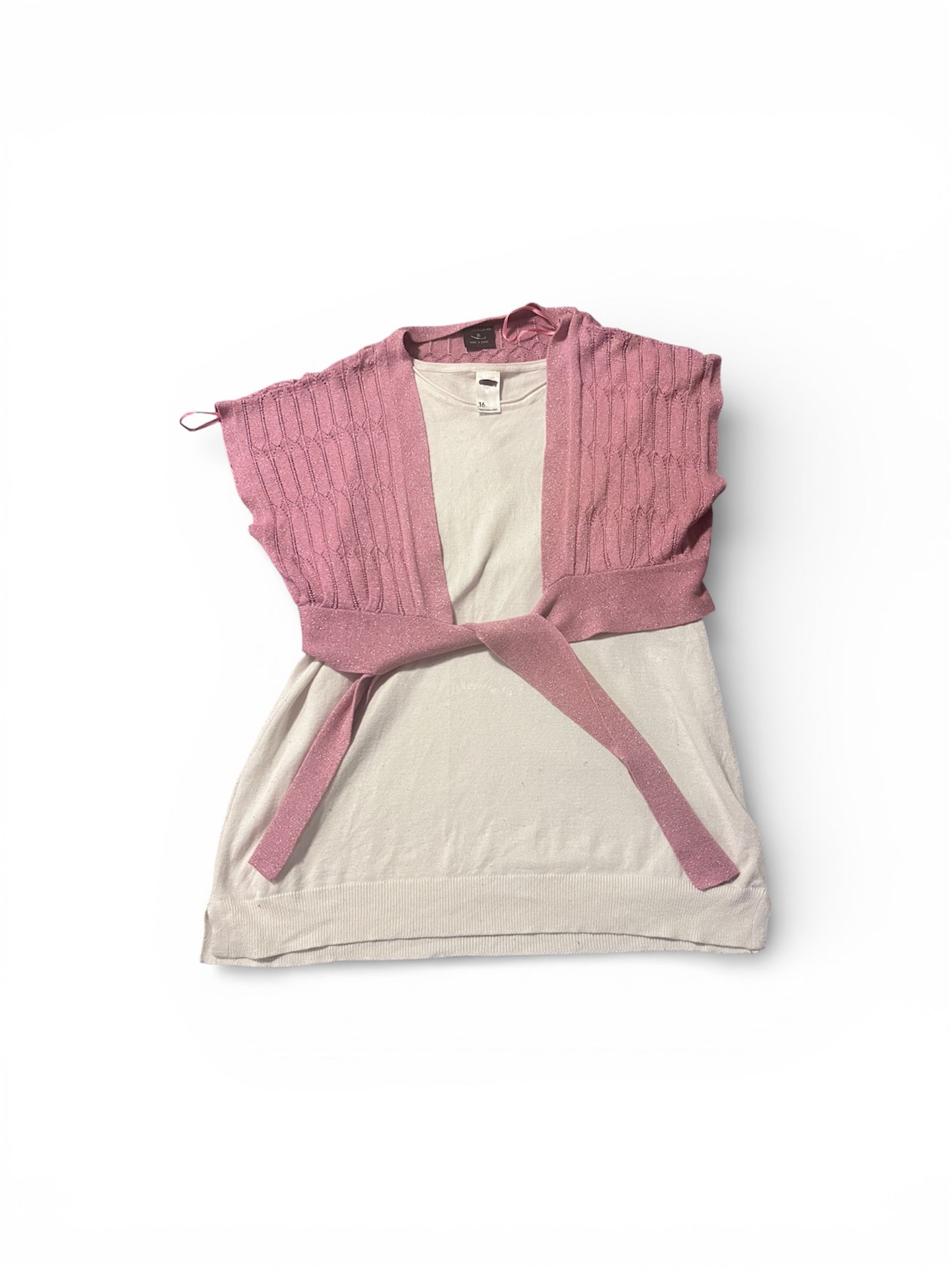 Pink Jacket & White Top Set - Sizes 8/16 - Pre-Loved