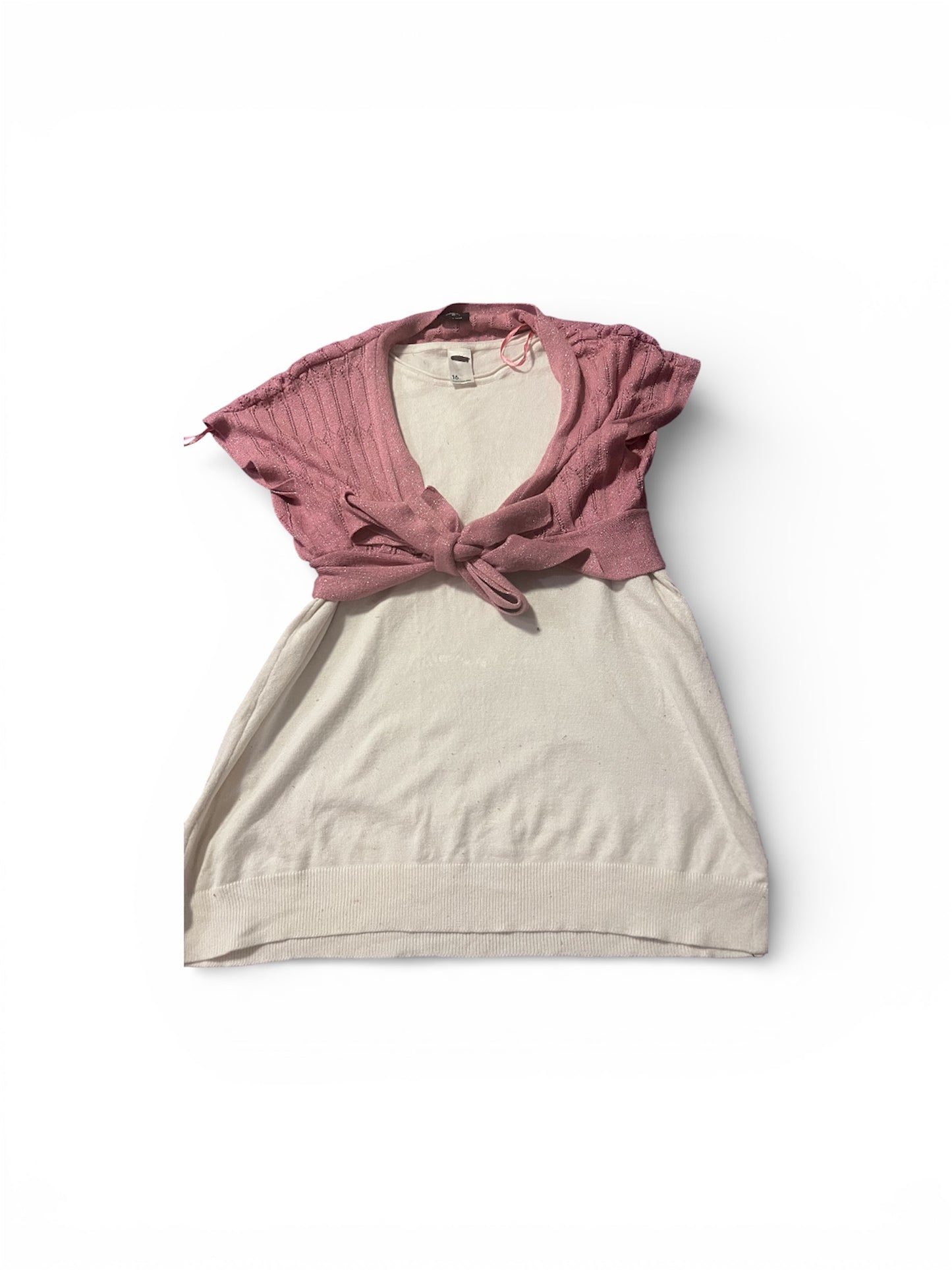 Pink Jacket & White Top Set - Sizes 8/16 - Pre-Loved