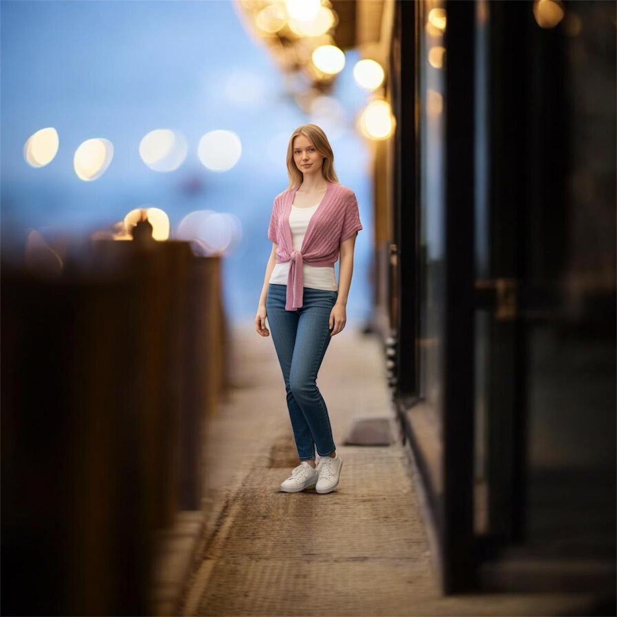 Pink Jacket & White Top Set - Sizes 8/16 - Pre-Loved