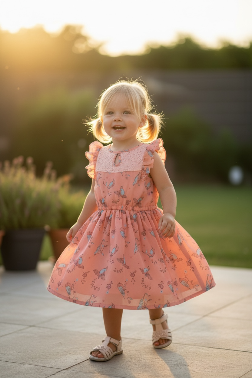 Coral Pink Party Dress - Size 3-4 - Pre-Loved