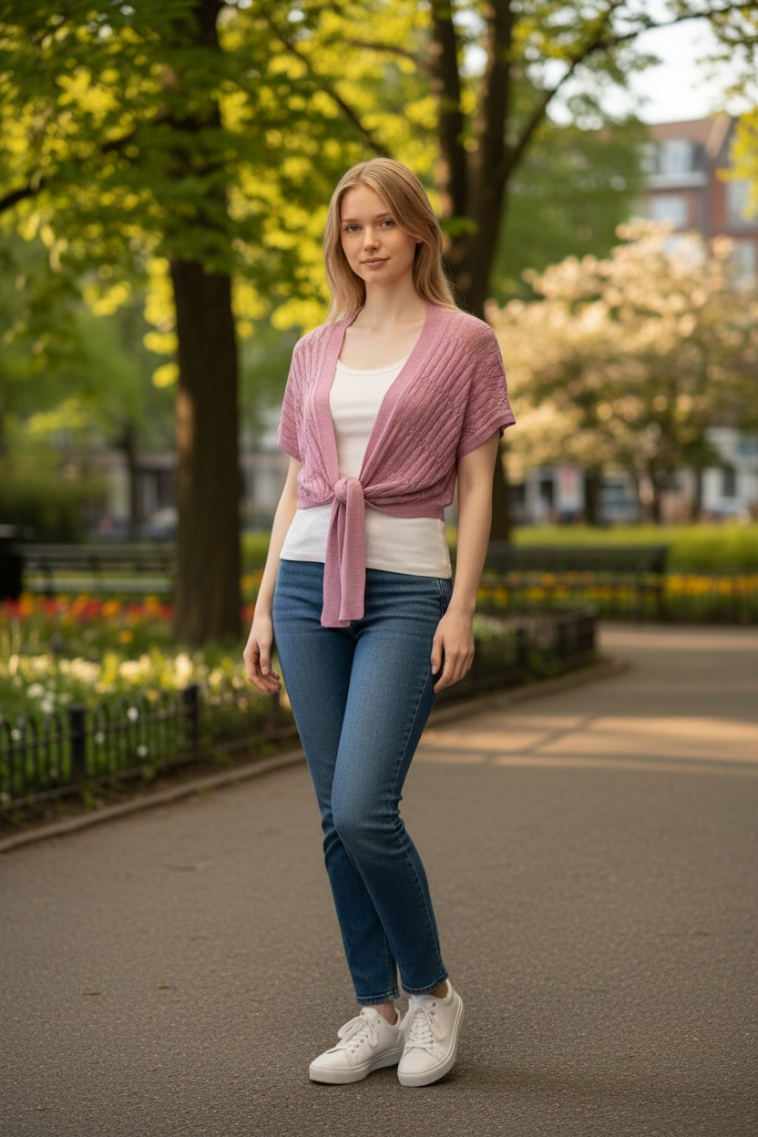 Pink Jacket & White Top Set - Sizes 8/16 - Pre-Loved